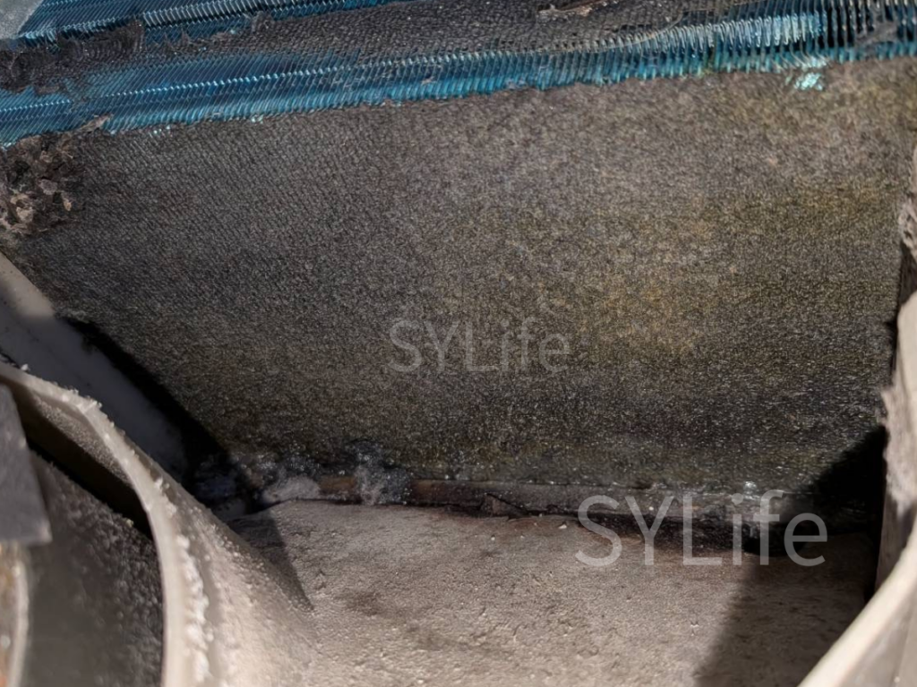 TW-127X8Lドラム式洗濯機クリーニング前のヒートポンプ汚れ状況