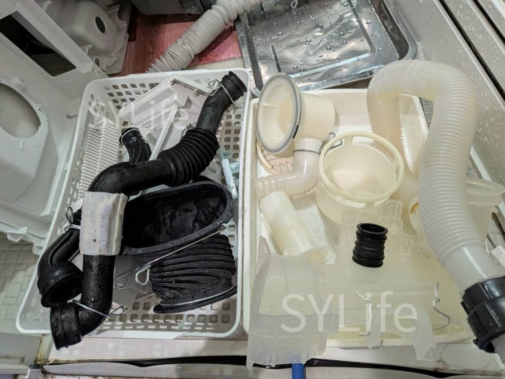 東京都中央区 ドラム式洗濯機クリーニング NA-VX3900L 排水経路と乾燥ダクト（洗浄後）