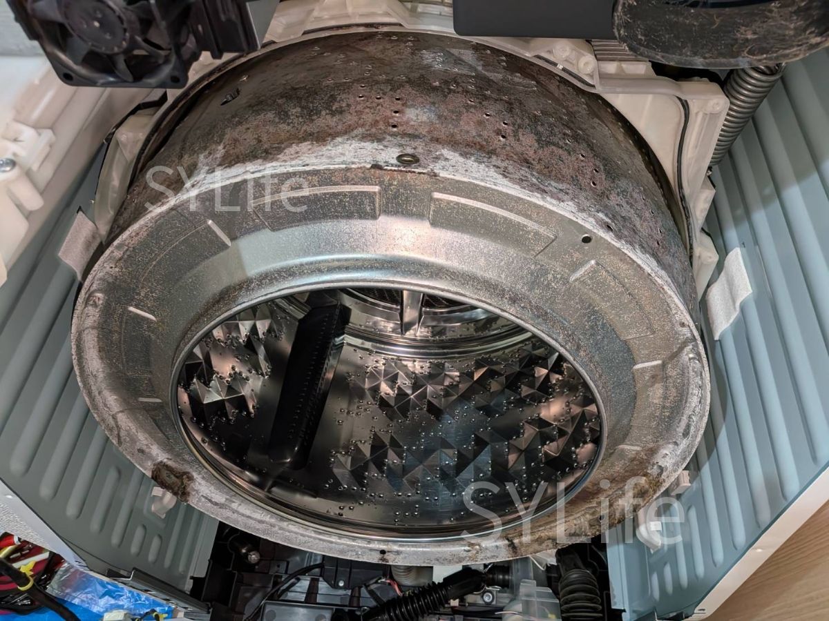 東京都中央区 ドラム式洗濯機クリーニング NA-VX3900L 洗濯槽のカビ汚れ（洗浄前）