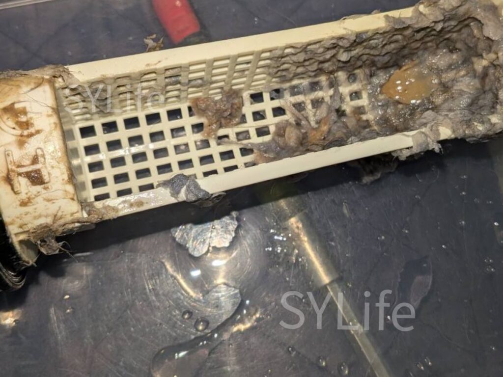 板橋区シャープドラム式洗濯機ES-W113-SL糸くずフィルター汚れ