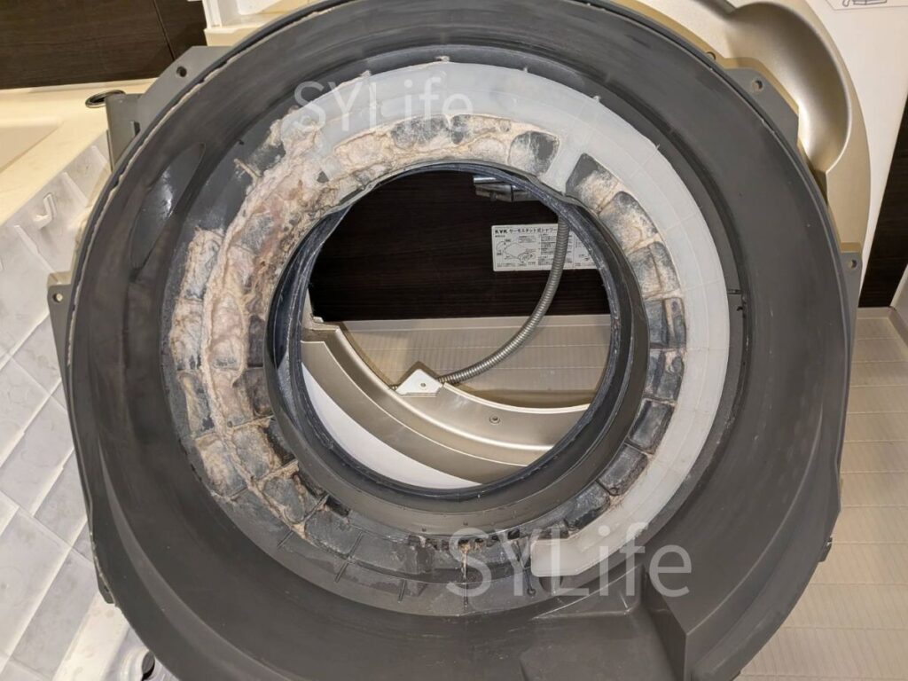 東京都中央区 東芝TW-127X7L ドラム式洗濯機クリーニング脱水受けカバーホコリ詰まり